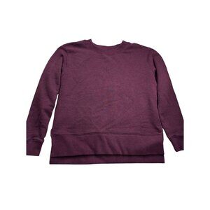 Kirkland Signature Womens Burgundy Fleece Crewneck Sweater Size M High Low